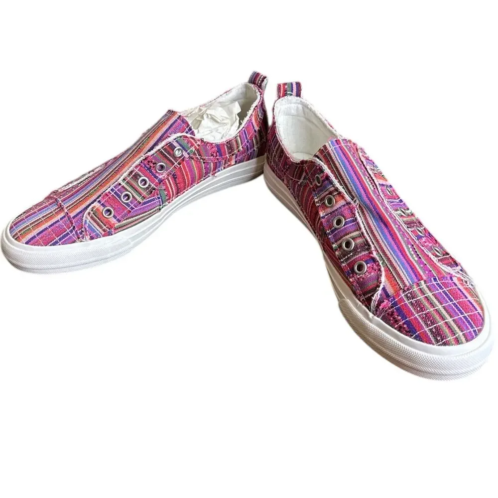 Gypsy Jazz Shoes Womens 10‎ Pink Striped Multicolor Pull-on Pedra Sneakers NEW